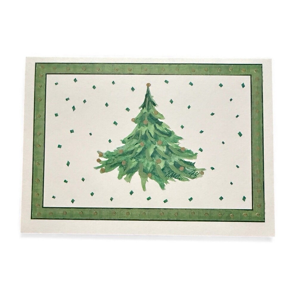 Vintage Oddballs Christmas Notecards - Watercolor- Happy Tree- 10 Pk
